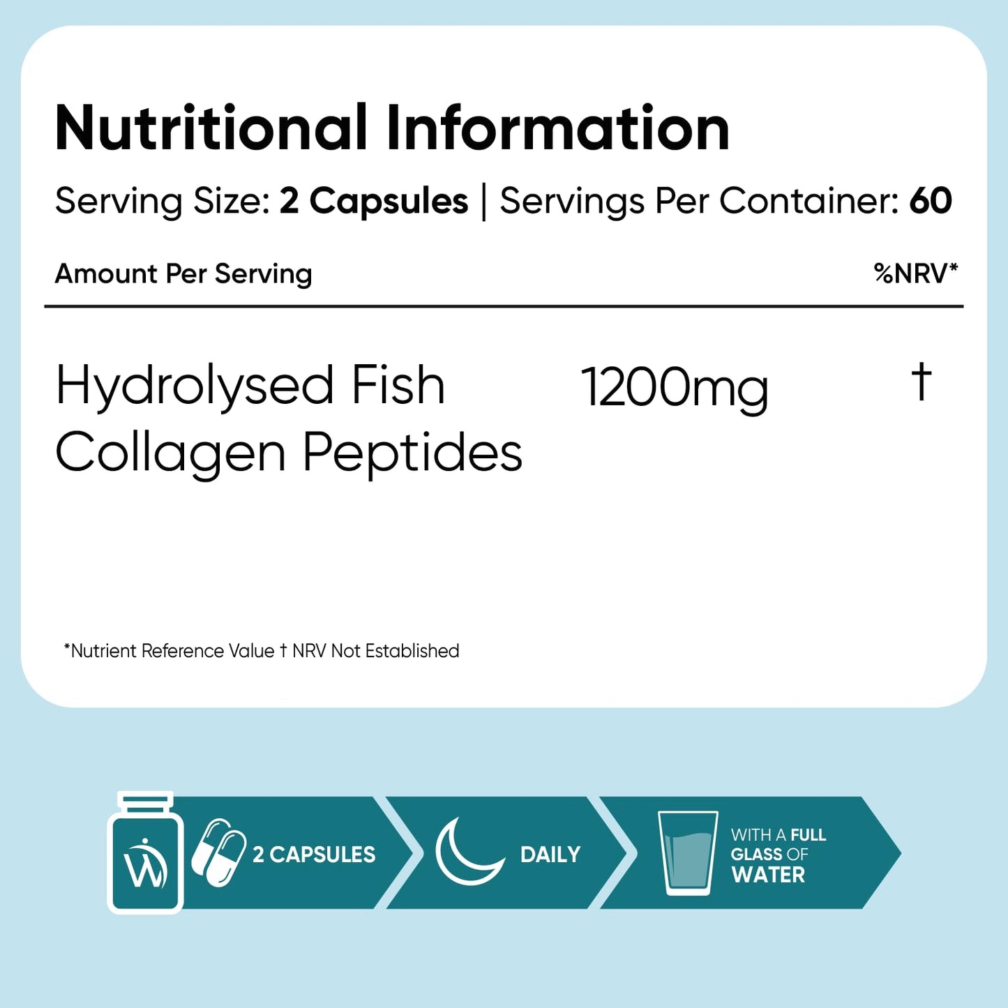 Pure Marine Collagen Supplements for Women & Men - 120 Capsules - 1200mg Per Serving - 2 Months Supply- Highly Bioavailable Type 1 & 3 Hydrolysed Fish Collagen Peptides