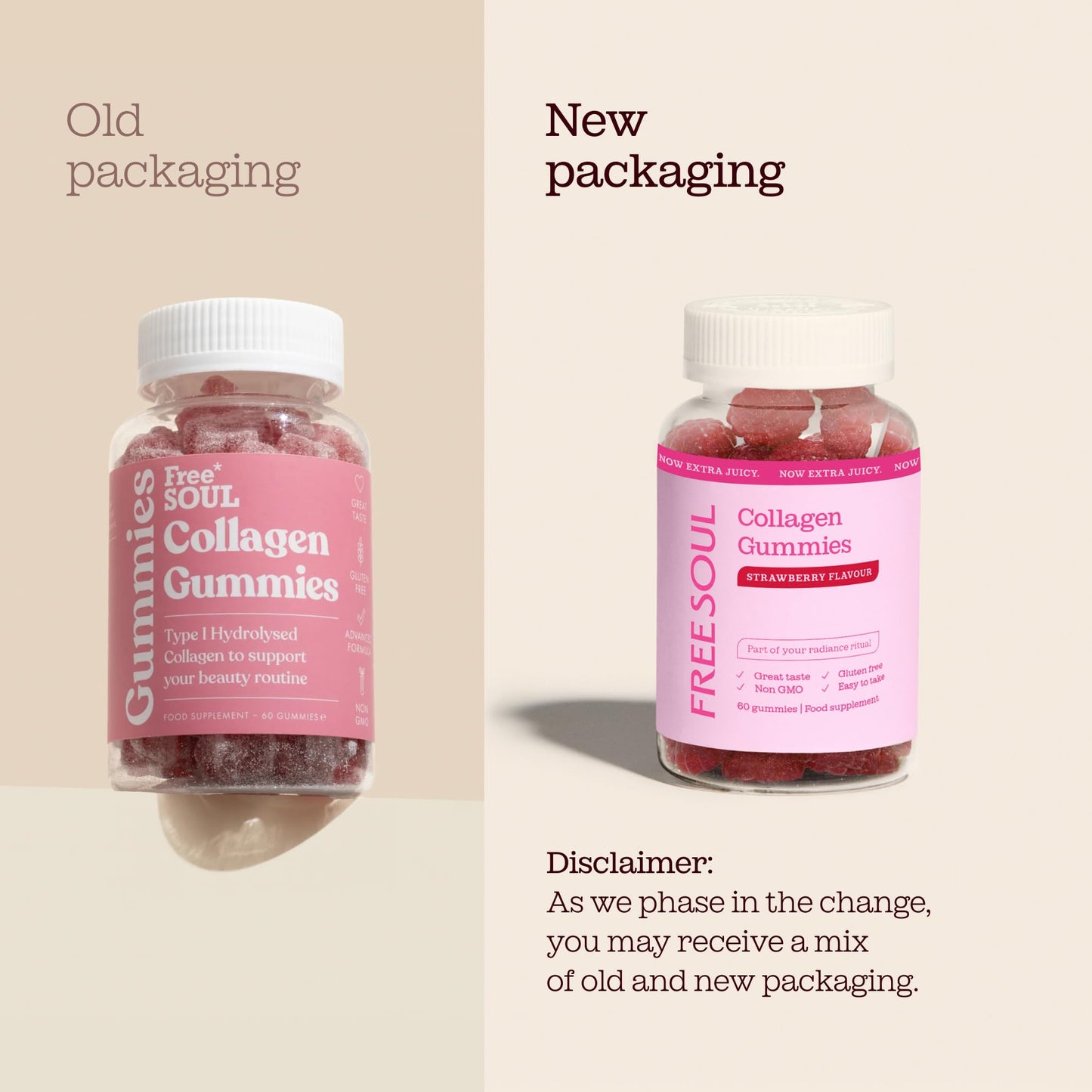 Collagen Gummies by Free Soul | High Strength Marine Collagen Supplement | Advanced Superior Type 1 Hydrolysed Collagen Peptides | Triple Strength Pure Formulation Supplement | 60 Gummies
