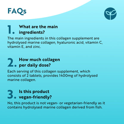 Nutravita Marine Collagen Tablets 1400mg Enhanced with Hyaluronic Acid - Hydrolysed Collagen Supplements for Women and Men - 120 Tablets (2 Month Supply) - with Vitamin C, Vitamin E & Zinc