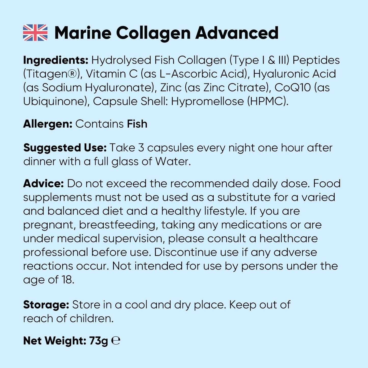WeightWorld Marine Collagen Capsules 1455mg | 120 Capsules | Type 1 & 3 Collagen Supplements for Women & Men | Hydrolysed Fish Peptides Complex with Hyaluronic Acid, Vitamin C, Zinc & CoQ10