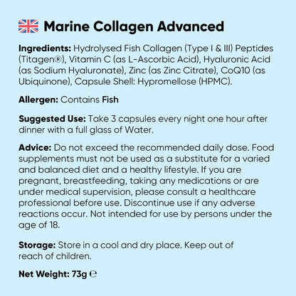 WeightWorld Marine Collagen Capsules 1455mg | 120 Capsules | Type 1 & 3 Collagen Supplements for Women & Men | Hydrolysed Fish Peptides Complex with Hyaluronic Acid, Vitamin C, Zinc & CoQ10