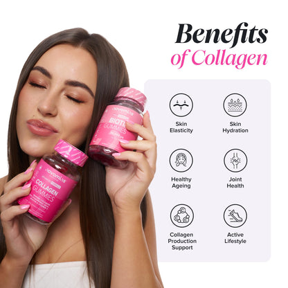 Collagen Gummies - Collagen Peptides with Hyaluronic Acid, Vitamin C & Biotin - Collagen Supplements for Women & Men - More Convenient Than Collagen Powder - 60 Marine Collagen Gummies - Novomins